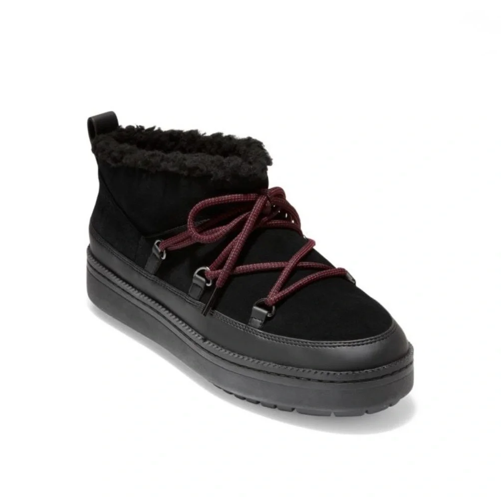 Cole Haan Cloudfeel Suede Mini Snow Boots Women's Black Ankle Boots Size 5.5